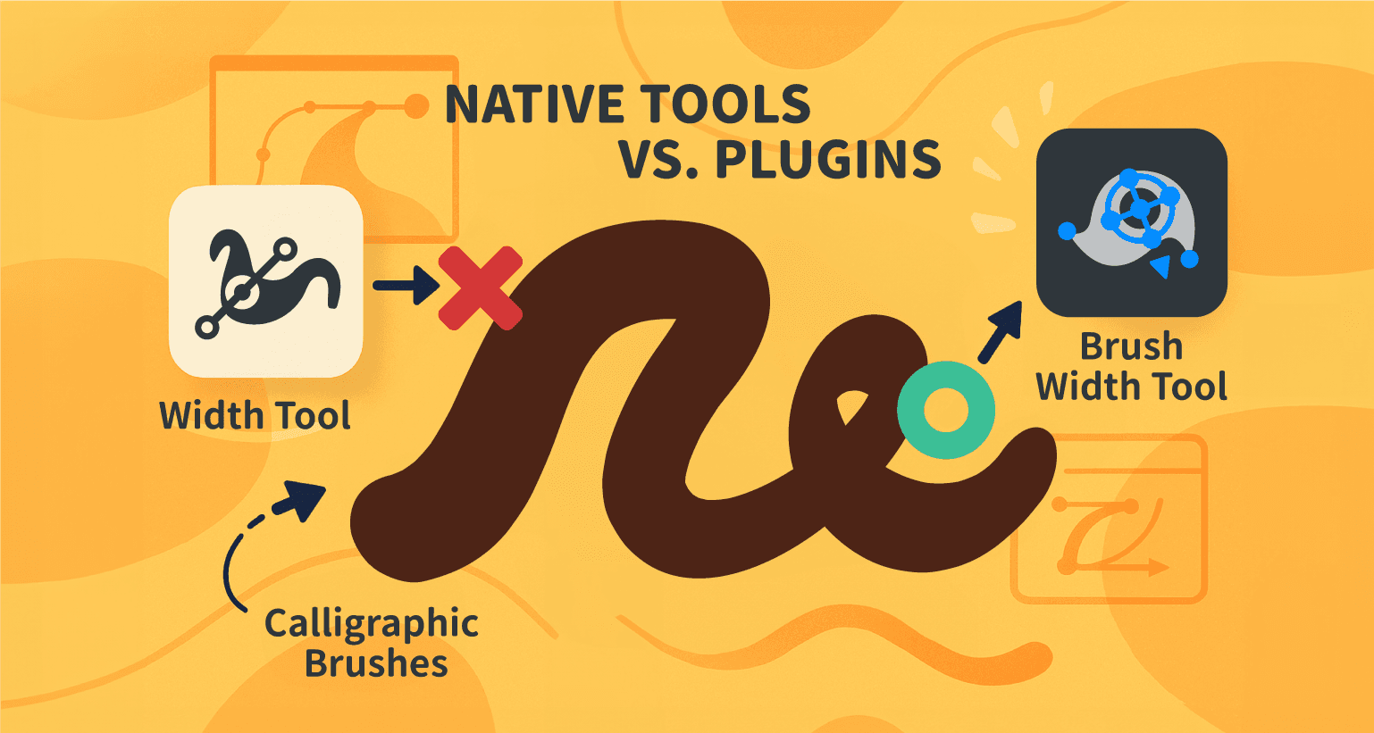 Comparison Between Illustrator’s Native Width Tool and IllustKit’s Brush Width Tool